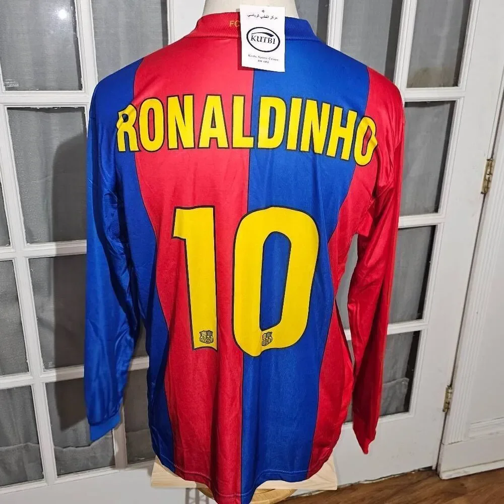 NWT Kutbi #10 Ronaldinho Barcelona‎ Long Sleeve Home Soccer Jersey Large